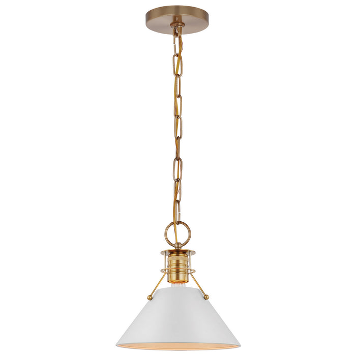 Myhouse Lighting Nuvo Lighting - 60-7526 - One Light Pendant - Outpost - Matte White / Burnished Brass