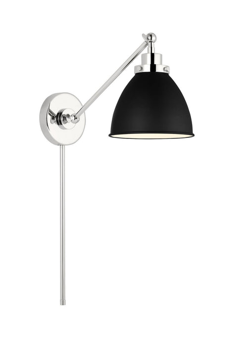 Myhouse Lighting Visual Comfort Studio - CW1131MBKPN - One Light Wall Sconce - Wellfleet - Midnight Black and Polished Nickel