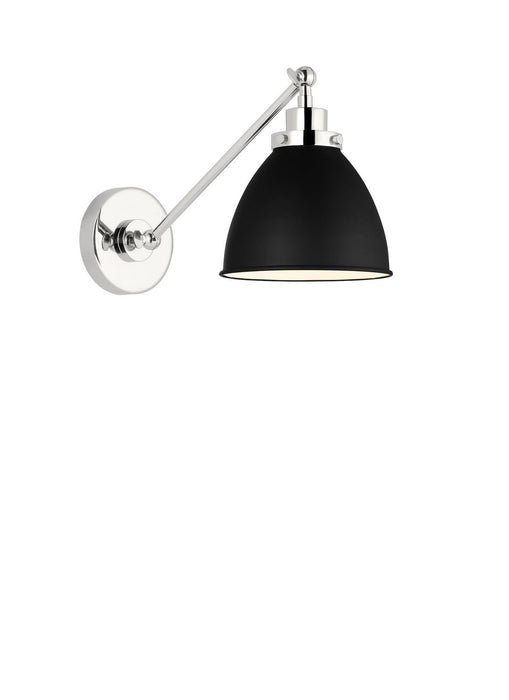 Myhouse Lighting Visual Comfort Studio - CW1131MBKPN - One Light Wall Sconce - Wellfleet - Midnight Black and Polished Nickel