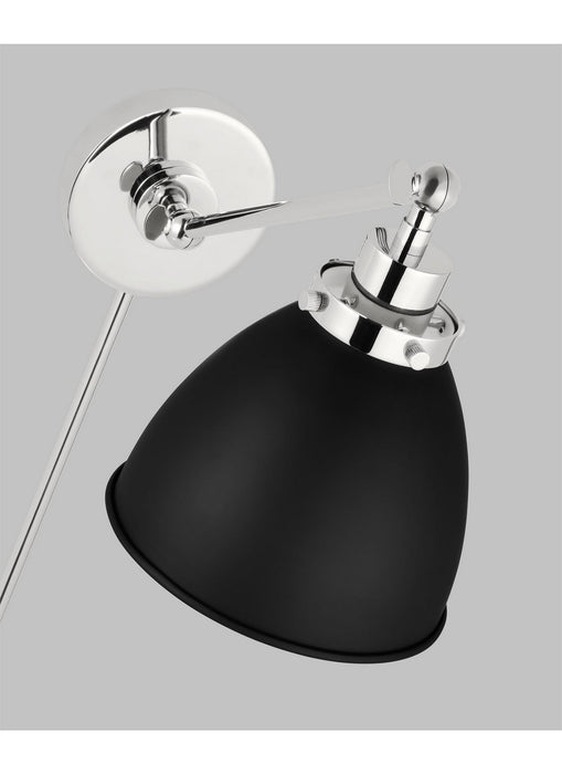 Myhouse Lighting Visual Comfort Studio - CW1131MBKPN - One Light Wall Sconce - Wellfleet - Midnight Black and Polished Nickel