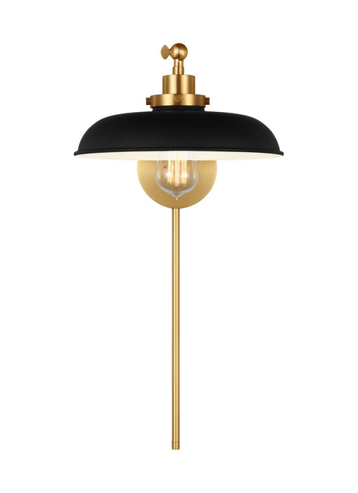 Myhouse Lighting Visual Comfort Studio - CW1141MBKBBS - One Light Wall Sconce - Wellfleet - Midnight Black and Burnished Brass