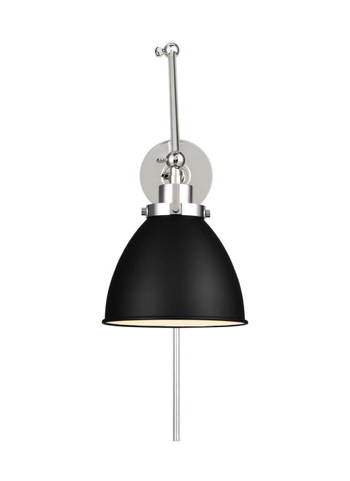 Myhouse Lighting Visual Comfort Studio - CW1161MBKPN - One Light Wall Sconce - Wellfleet - Midnight Black and Polished Nickel