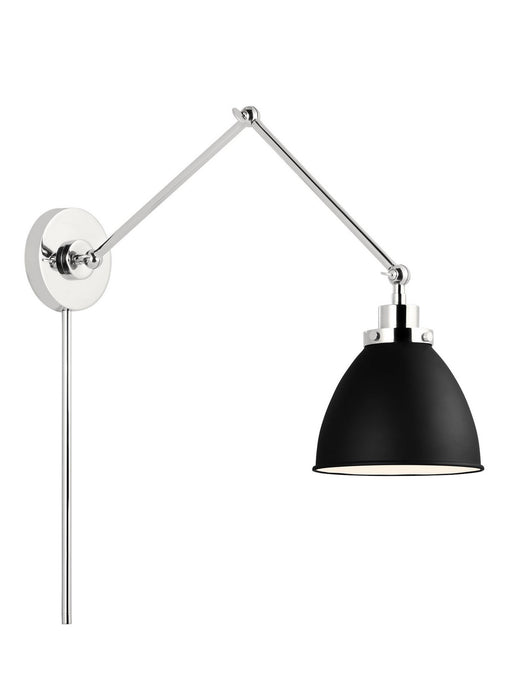 Myhouse Lighting Visual Comfort Studio - CW1161MBKPN - One Light Wall Sconce - Wellfleet - Midnight Black and Polished Nickel