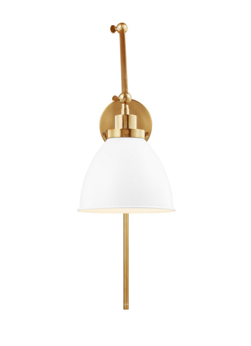 Myhouse Lighting Visual Comfort Studio - CW1161MWTBBS - One Light Wall Sconce - Wellfleet - Matte White and Burnished Brass