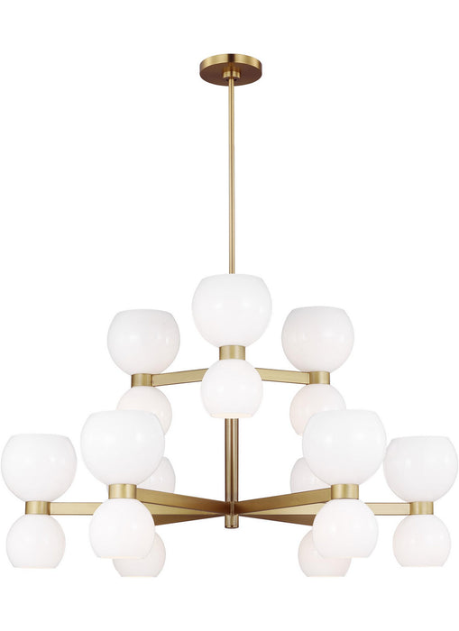 Myhouse Lighting Visual Comfort Studio - KSC10018BBSMG - 18 Light Chandelier - Londyn - Burnished Brass with Milk White Glass