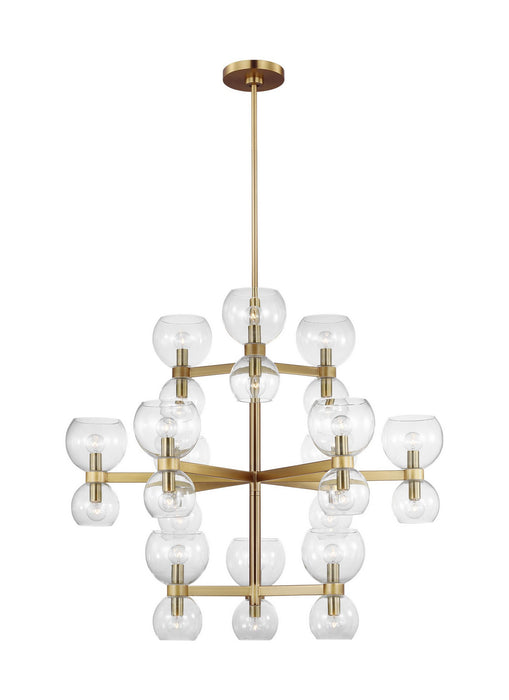 Myhouse Lighting Visual Comfort Studio - KSC10124BBSCG - 24 Light Chandelier - Londyn - Burnished Brass with Clear Glass