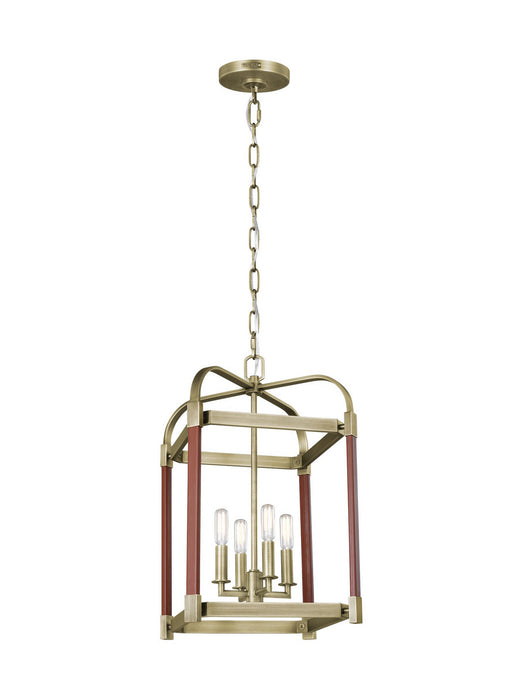 Myhouse Lighting Visual Comfort Studio - LC1134TWB - Four Light Lantern - Hadley - Time Worn Brass