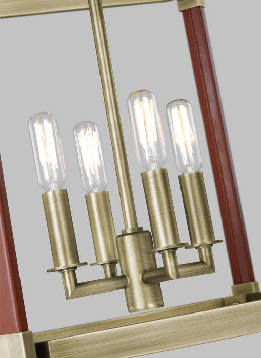 Myhouse Lighting Visual Comfort Studio - LC1134TWB - Four Light Lantern - Hadley - Time Worn Brass