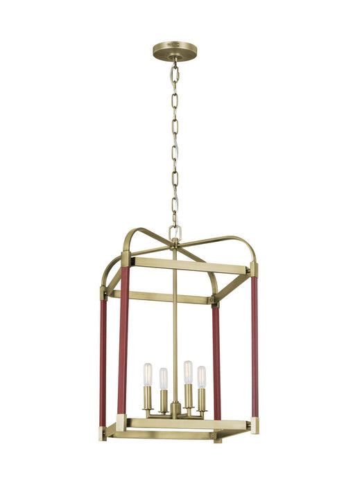 Myhouse Lighting Visual Comfort Studio - LC1144TWB - Four Light Lantern - Hadley - Time Worn Brass