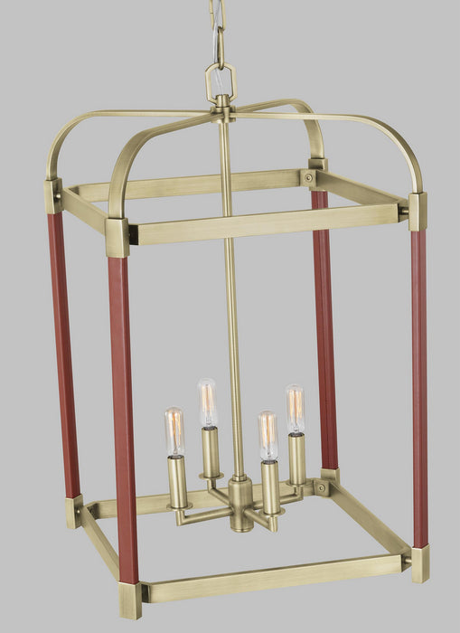 Myhouse Lighting Visual Comfort Studio - LC1144TWB - Four Light Lantern - Hadley - Time Worn Brass