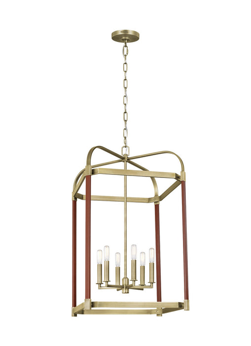 Myhouse Lighting Visual Comfort Studio - LC1156TWB - Six Light Lantern - Hadley - Time Worn Brass