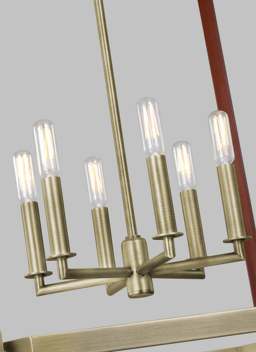 Myhouse Lighting Visual Comfort Studio - LC1156TWB - Six Light Lantern - Hadley - Time Worn Brass