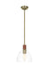Myhouse Lighting Visual Comfort Studio - LP1041TWBCG - One Light Pendant - Hadley - Time Worn Brass