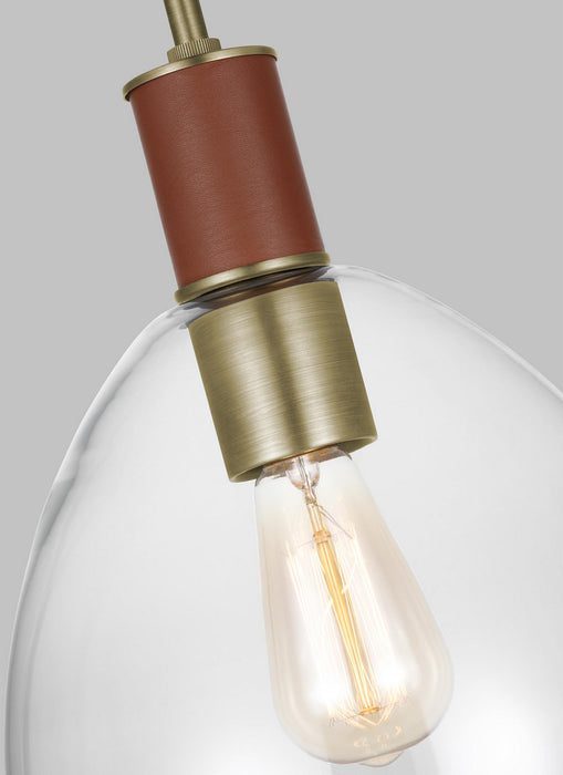 Myhouse Lighting Visual Comfort Studio - LP1041TWBCG - One Light Pendant - Hadley - Time Worn Brass