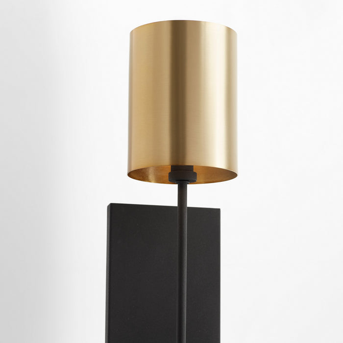 Myhouse Lighting Quorum - 557-1-6980 - One Light Wall Mount - Harmony - Textured Black w/ Aged Brass