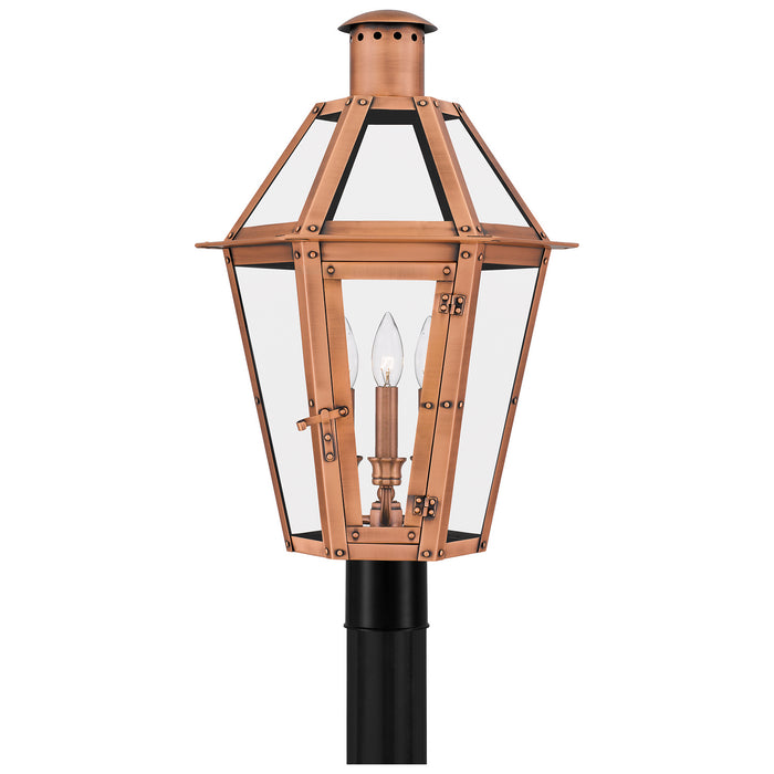 Myhouse Lighting Quoizel - BURD9015AC - Three Light Outdoor Post Lantern - Burdett - Aged Copper