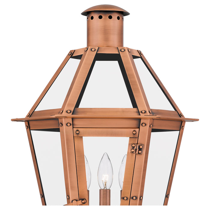 Myhouse Lighting Quoizel - BURD9015AC - Three Light Outdoor Post Lantern - Burdett - Aged Copper