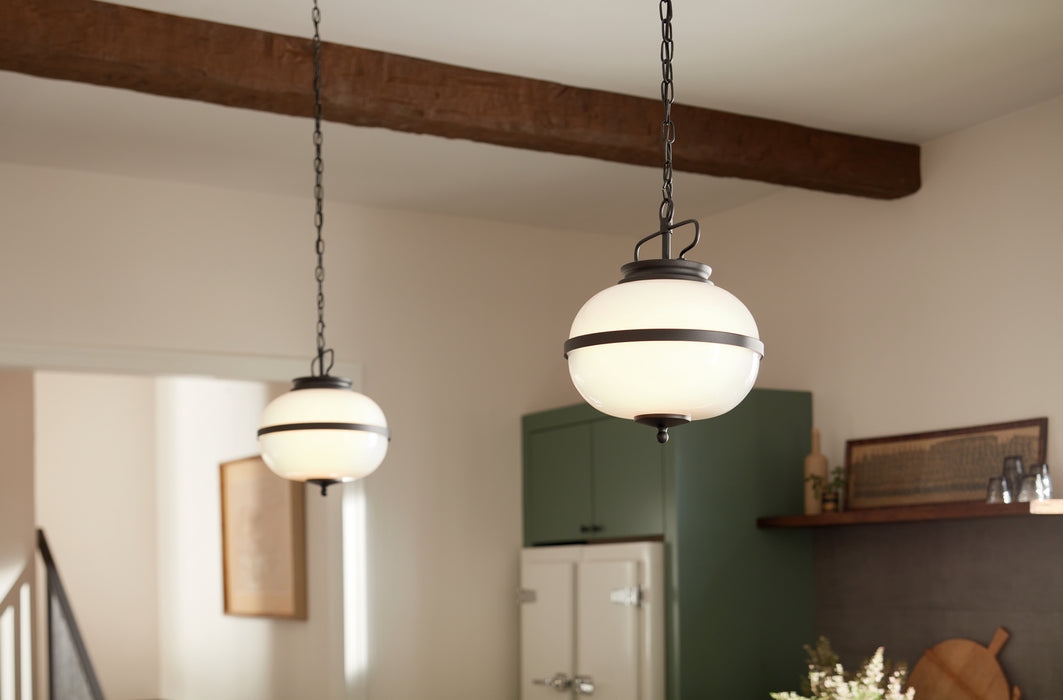 Myhouse Lighting Kichler - 52478BKT - Two Light Pendant - Opal - Textured Black