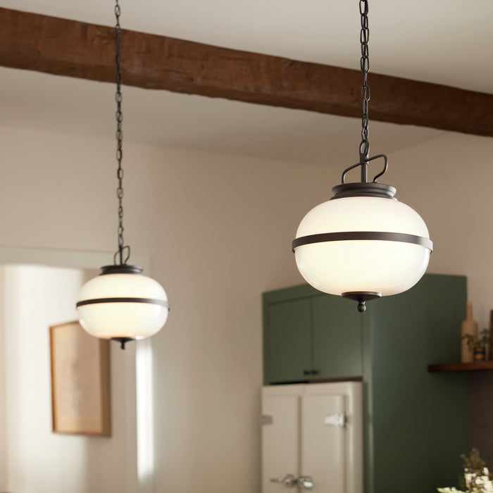 Myhouse Lighting Kichler - 52478BKT - Two Light Pendant - Opal - Textured Black