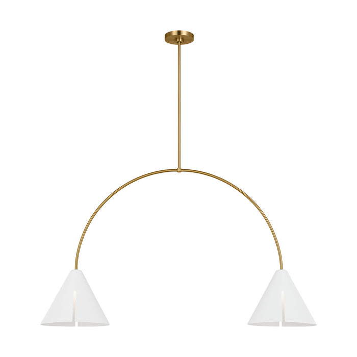 Myhouse Lighting Visual Comfort Studio - KC1102MWTBBS-L1 - LED Linear Chandelier - Cambre - Matte White and Burnished Brass