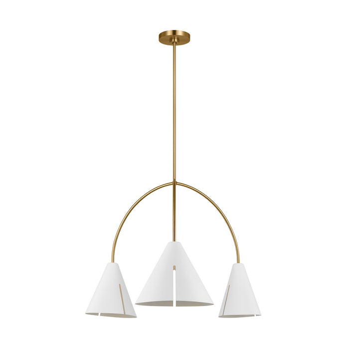 Myhouse Lighting Visual Comfort Studio - KC1113MWTBBS-L1 - LED Chandelier - Cambre - Matte White and Burnished Brass