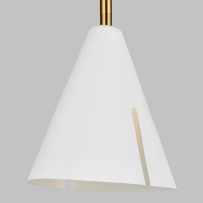 Myhouse Lighting Visual Comfort Studio - KP1121MWTBBS-L1 - LED Pendant - Cambre - Matte White and Burnished Brass