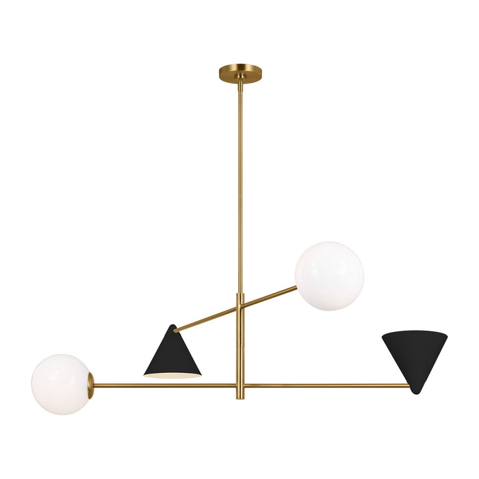 Myhouse Lighting Visual Comfort Studio - AEC1094MBKBBS - Four Light Chandelier - Cosmo - Midnight Black and Burnished Brass