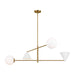 Myhouse Lighting Visual Comfort Studio - AEC1094MWTBBS - Four Light Chandelier - Cosmo - Matte White and Burnished Brass