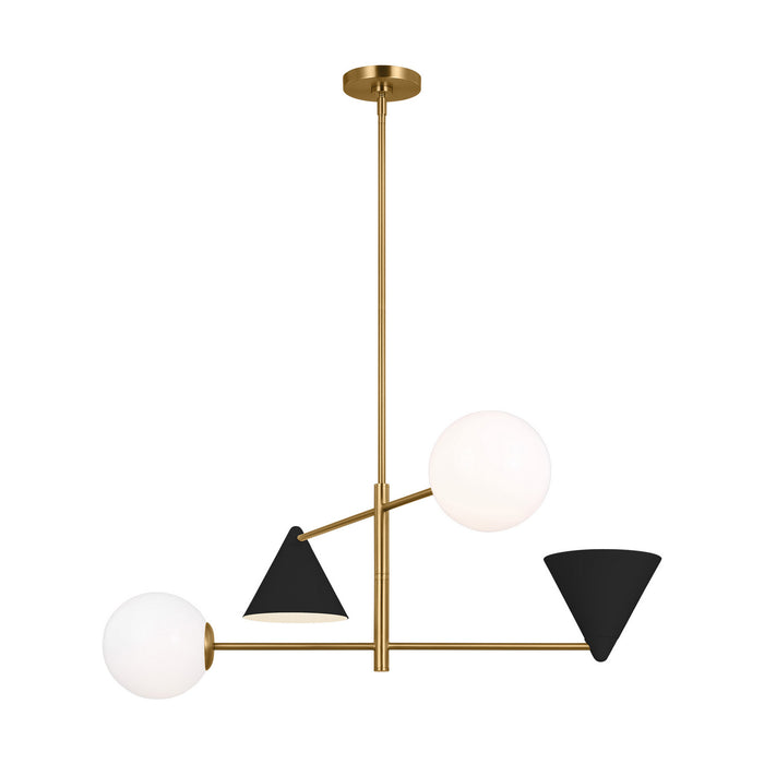 Myhouse Lighting Visual Comfort Studio - AEC1104MBKBBS - Four Light Chandelier - Cosmo - Midnight Black and Burnished Brass