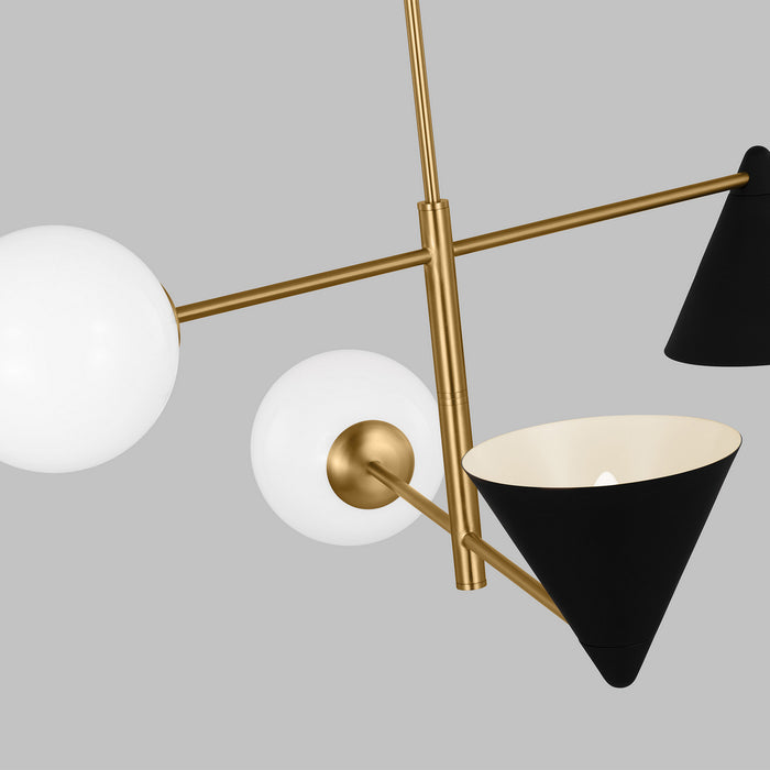 Myhouse Lighting Visual Comfort Studio - AEC1104MBKBBS - Four Light Chandelier - Cosmo - Midnight Black and Burnished Brass