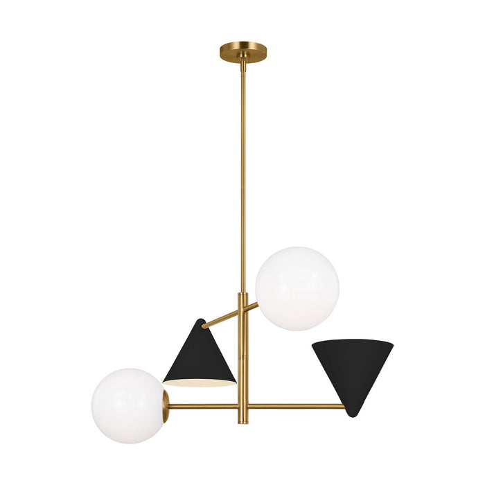 Myhouse Lighting Visual Comfort Studio - AEC1114MBKBBS - Four Light Chandelier - Cosmo - Midnight Black and Burnished Brass