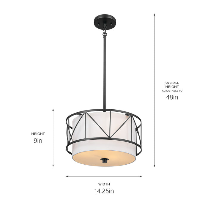 Myhouse Lighting Kichler - 52074BK - Three Light Pendant/Semi Flush - Birkleigh - Black