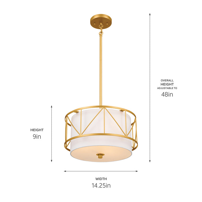 Myhouse Lighting Kichler - 52074CLG - Three Light Pendant/Semi Flush - Birkleigh - Classic Gold