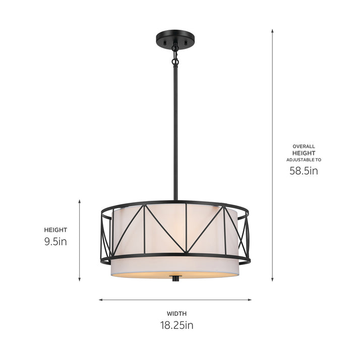 Myhouse Lighting Kichler - 52075BK - Three Light Pendant/Semi Flush - Birkleigh - Black