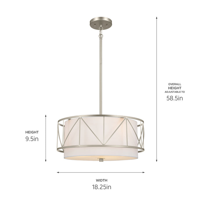 Myhouse Lighting Kichler - 52075SN - Three Light Pendant/Semi Flush - Birkleigh - Satin Nickel