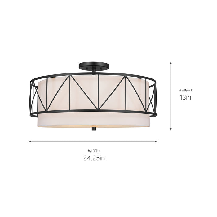 Myhouse Lighting Kichler - 52076BK - Four Light Semi Flush Mount - Birkleigh - Black