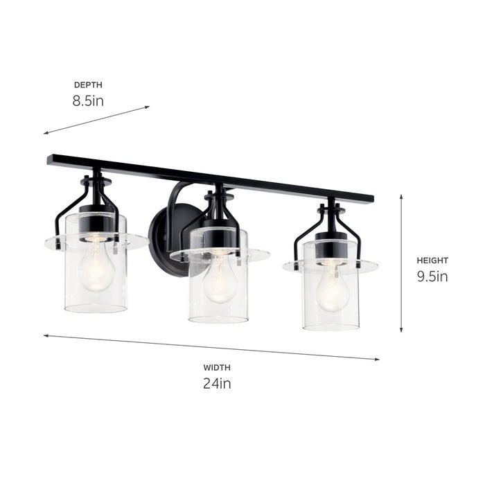 Myhouse Lighting Kichler - 55079BK - Three Light Bath - Everett - Black