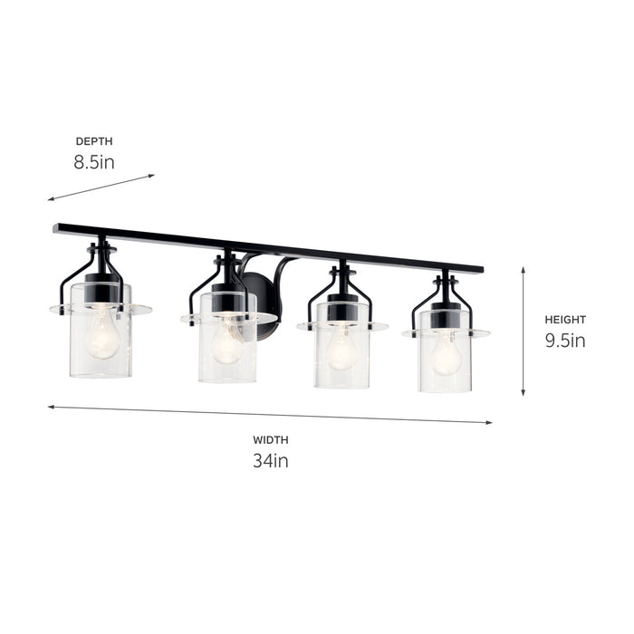 Myhouse Lighting Kichler - 55080BK - Four Light Bath - Everett - Black