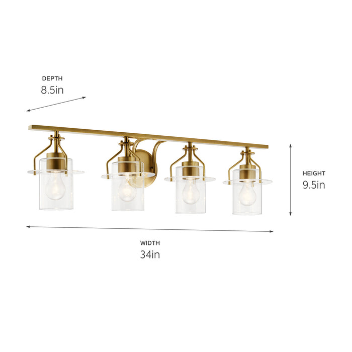 Myhouse Lighting Kichler - 55080NBR - Four Light Bath - Everett - Brushed Brass