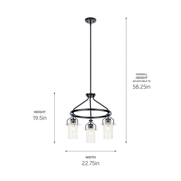 Myhouse Lighting Kichler - 52377BK - Three Light Chandelier - Everett - Black