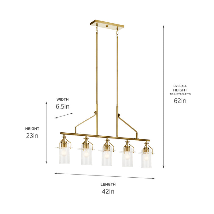 Myhouse Lighting Kichler - 52379NBR - Five Light Linear Chandelier - Everett - Brushed Brass