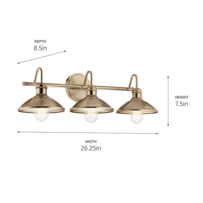 Myhouse Lighting Kichler - 45945CPZ - Three Light Bath - Clyde - Champagne Bronze