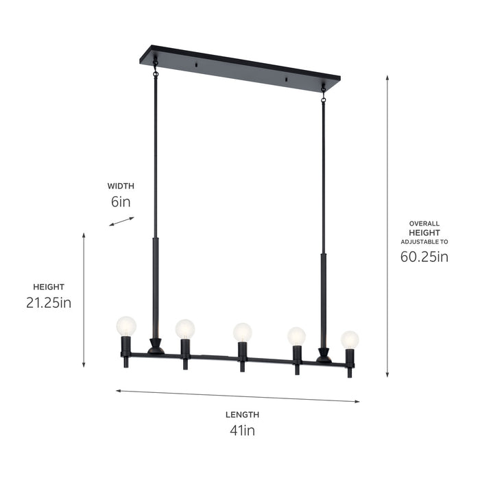 Myhouse Lighting Kichler - 52425BK - Five Light Linear Chandelier - Torvee - Black