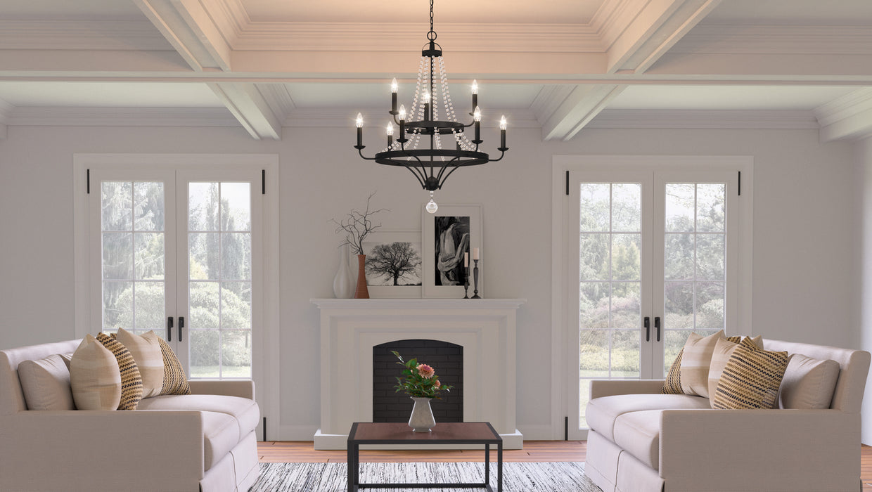 Myhouse Lighting Quoizel - ADL5030MBK - Nine Light Chandelier - Adelaide - Matte Black