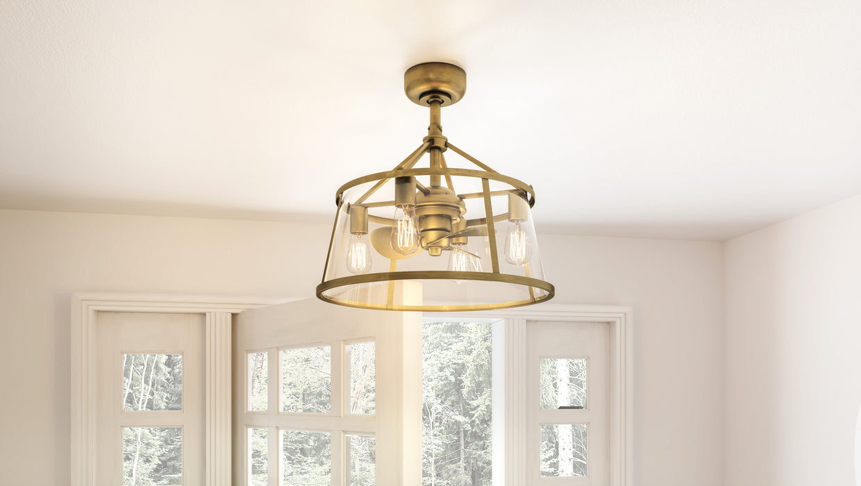 Myhouse Lighting Quoizel - BAW3122WS - Four Light Fandelier - Barlow - Weathered Brass