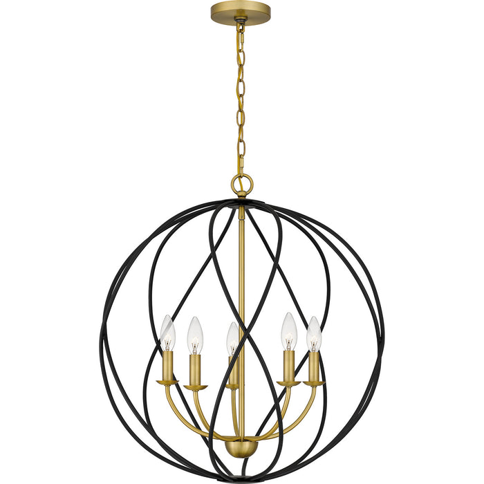 Myhouse Lighting Quoizel - BYN2824AB - Five Light Pendant - Bryn - Aged Brass