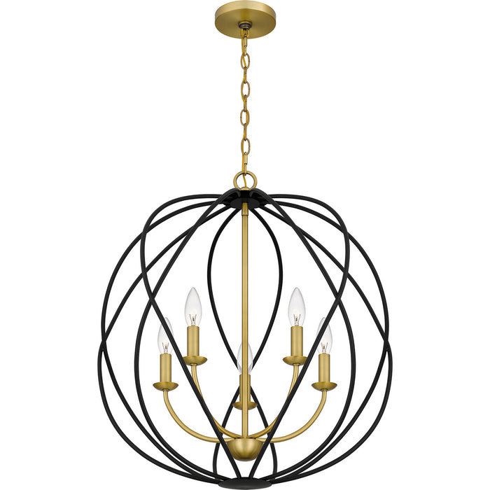 Myhouse Lighting Quoizel - BYN2824AB - Five Light Pendant - Bryn - Aged Brass