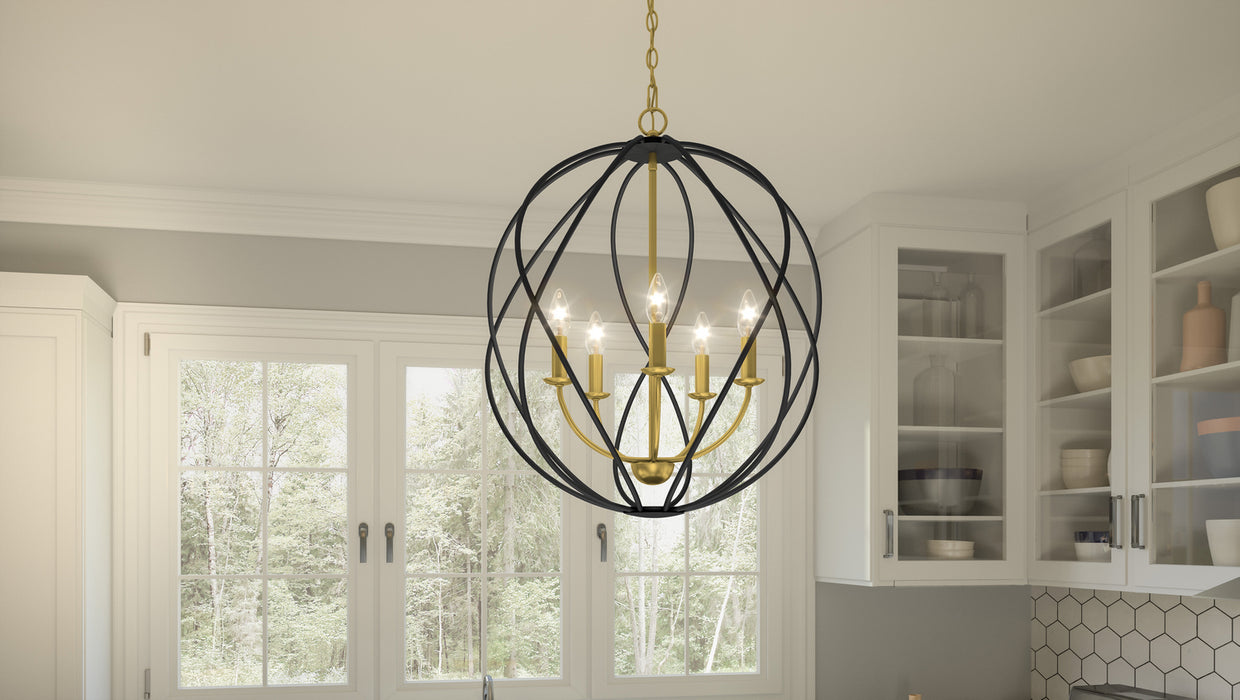 Myhouse Lighting Quoizel - BYN2824AB - Five Light Pendant - Bryn - Aged Brass