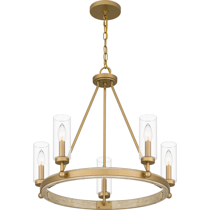 Myhouse Lighting Quoizel - KEL5025NWS - Five Light Chandelier - Kelleher - Nouveau Painted Weathered Brass