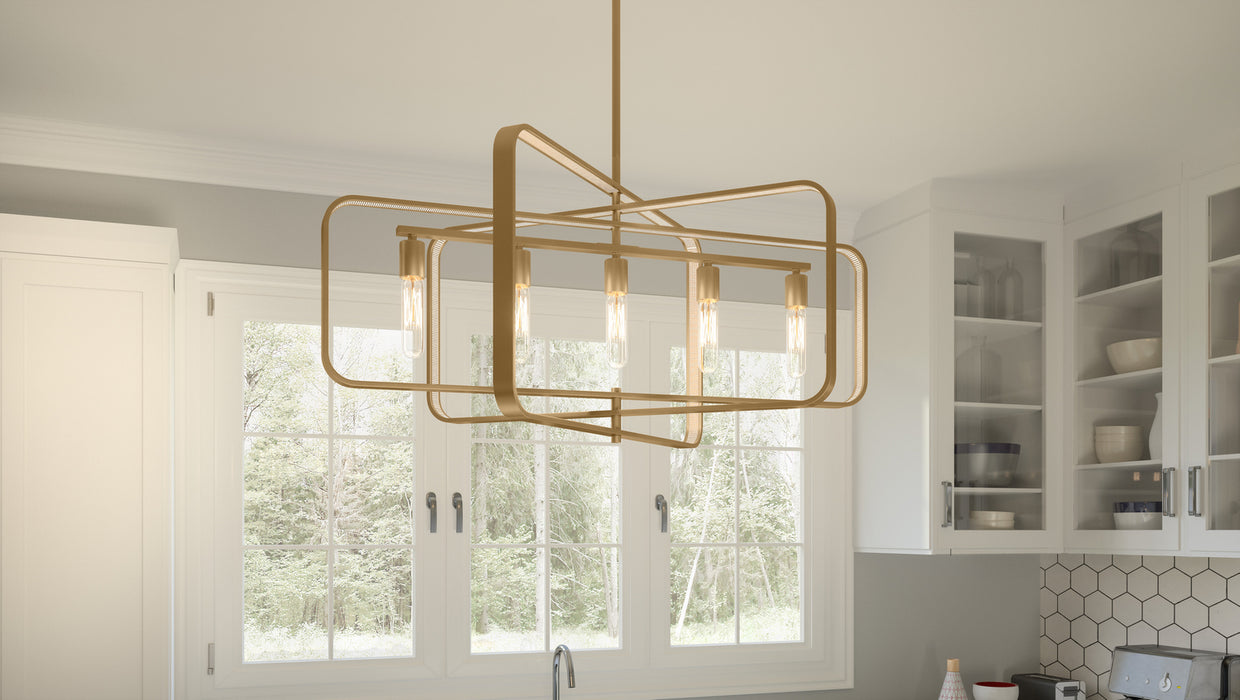 Myhouse Lighting Quoizel - PCDPR534BWS - Five Light Island Chandelier - Dupree - Brushed Weathered Brass